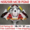 OEM Motorcykelkroppar för Honda NSR250 NSR 250 R MC18 PGM2 MC16 1988-1989 Kroppsarbete 124NO.3 MC 16 18 NSR 250R NSR250R 88 89 NSR250R 1988 1989 FAIRING KIT SALE GUL