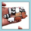 Sapatos peças acessórios sapatos 1pc desenhos animados urso panda encantos fivelas decoração animal para jardim sanda