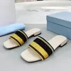 Embroidered Fabric Slippers Women Designer Slipper Printing Letters Flip Flops Ladies Flat Sandals Fashion Woven Sliders