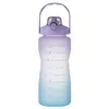 2000 ml Grote Capaciteit Handvat Plastic Flessen Bounce Cover Outdoor Frosted Sports Ketel Gradiënt Kleur Space Cup met Schaal BBE13546