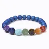 Women Stone Beaded Strands Bracelet Energy Balancing Yoga Faceted Gemstone Beads 7 Chakra Healing Elastic Stretch Bangle Jewelry