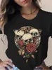 Casual Short Sleeve Skull Butterfly Tops Print T Shirt Lady Fashion Summer Funny 90s Women Tshirts Cartoon Graphic Te T-shirt