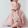 Tjejens klänningar 2-10 år gammal mode rosa bubbla elegant tulle prinsessa klänning fest prom tjejer toddler casual födelsedaggåva