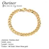 Ссылка цепь Ouriner Curb Bracelets Мужские браслеты классический нержавеющая сталь 4 мм/6 мм/8 мм чары кубин для женщин Fawn22