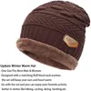 Berets Men vrouwen fietsen winter hoed sjaal set warme gebreide dikke fleece gevoerde muts muts winddichte nek warmer voor hoeden sjaalsberetten elob22