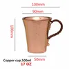 Handgemaakte gehamerd Moskou Mule mok pure rood koper Cofee Wine Beer Cup Milk Tumbler voor muilezels 220509