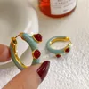 Hoop Huggie Vintage Green Blue Email Crystal Round Orees Round Oreads Fomen Real Gold plaqued Alliage Trendy Party Jewelry 2022Hoop Kirs22