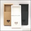 Confezioni regalo Forniture per feste per eventi Festive Home Garden Scatole di cartone di carta Kraft per matrimoni Piccola scatola nera bianca marrone Der Hollow Heart Ch