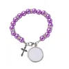 4 couleurs Subilation Bracelet Transfert de chaleur Blank Pendent Rosaire Perle croix Jésus Pendants en métal 7107075