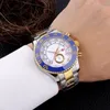 Novo relógio masculino mostrador branco moldura de cerâmica movimento automático vidro safira watch236o