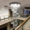 Duplex Building Big Pendant Lamps Villa Hall vardagsrum Luxur Crystal Hanging Lamp för tak trapp fixtur Hotellobbyljus