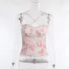 Damestanks Camis vrouwen zomer tanktops mouwloos bloemen patroon print verstelbare sling schouderbanden kanten zomde decor camisole vestsw