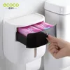 Ecoco Wall Mountesd Tissue Box Bathroom No-Punched Storage Box Storage Space Frame Integrated Design with Drawer 220624