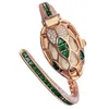 Высококачественные популярные женские кварцевые часы мода 33 мм из нержавеющей стали золотой циферблат водонепроницаемый личность Girl Snake Diamond Watches Watchs 2022