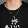 Nom personnalisé A-Z lettres pendentif collier coloré arc-en-ciel double couche pierres chaîne cursive pour hommes femmes cadeaux cubique zircone collier