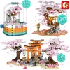 SEMBO Technical Garden Street view Cherry Blossom Building Blocks Kit Ragazze Giappone Ciliegio Mattoni Adulti Bambini Giocattoli Regali AA220317