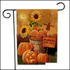 Banner vlaggen Feestelijke feestbenodigdheden Home Garden Danksgiving Decoraties vlag Zonnebloemen Pompoenen Fruit Cat Patroon Tweezijdig printverbod