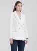 WXWT Women Solid T Double Breasted Blazer Coat Long Sleeve Pockets Ytterkläder kvinnliga vårtoppar CD8395 220801