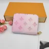 女性のluxurysデザイナー短い長い財布の春のグラジエントハンドバッグクラシックフラワーLバッグレディーストラベルウォレットジップコイン財布11cm box