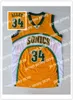 Nouveaux maillots vintage pour hommes Kevin 35 Durant Detlef 11 Schrempf Jersey Fans de sport Couleur Jaune Vert Blanc SeattIe Ray 34 Allen Cousu