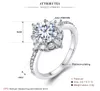 Big Stone Luxury Bandringe mit glänzendem Kristall 925 Silber CZ Zirkon Bling Diamond Designer Liebesring Hochzeit Schmuck Valinetine Geschenk