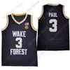 SJZL98 20 NUEVO NCAA Baloncesto Wake Forest Demon Diacons Jerseys 3 Chris Paul College Basketball Jersey Negro Tamaño Negro Adulto