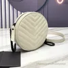 Womens Cross Body bags wallet black white caviar plain weave small Circular V-shaped stitching full plump light matte slightly distressed texture hardware Y02