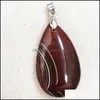 Pendant Necklaces Pendants Jewelry Bloodstone Carnelian Jaspe Howlite Chrysanthemum Stone Water Drop Bea Dhxs4