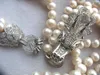 Hand knotted necklace 3rows freshwater pearl near round 7-8mm 28-30inch dragon clasp