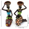 Statue Sculpture Candleholder African Figurines 8.5" Candle Holder For Dining Room Decoration Desk Accessories Minimalist Decor 220423