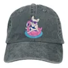 Berets Frenchie på Flamingo Pool float vuxen denim Sun Hat Classic Vintage Justerable Baseball Cap2175859
