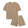 2st Kids Tracksuits Summer Solid Baby Boy Sport Outfits Children Cloths Set Girls Clothing T-shirt Shorts Set for Toddler 220507
