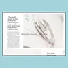Tre stenringar smycken Sier Band Ring Crystal Finger For Women Girl Party Open Size Mode Partihandel Drop Delivery 2021 96Bud