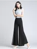 Stage Wear Wide Leg Pants Dance Pant High Quality Solid Chiffon Double Deck Long Women Trousers Cross CasualStage