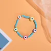 Set di braccialetti multicolore con occhio diabolico Amante Carino Gioielli da spiaggia estiva Braccialetti elastici con disco in argilla polimerica morbida per le donne