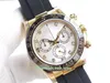 Super Factory Mens Watch 40mm 116518 Cosmograph 18k نطاقات مطاطية صفراء الذهب الساعات كرونوغراف Workin