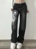 Tawnie Bedruckte Baggy Y2K-Jeans Damen Jeans mit niedriger Taille Herbst Winter Oversize-Hosen mit weitem Bein Lässige Cargohose 220402