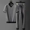 T shirt pants Summer Men s High End Fashion Two Piece Leisure Sports Breathable Solid Color High Quality Suit 220621