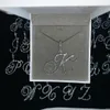 Pendant Necklaces Cursive Initial Letter Necklace Micro Pave a Cubic Zirconia Cz Alphabet Name Jewelry