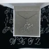 Cursive 26 Lettre Initiale Pendentif Collier Micro Pave 5A Cubic Zirconia CZ Alphabet Nom Bijoux