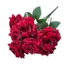 Une fausse fleur frisée Rose (9 têtes/bouquet) 18 "longueur Simulation Roses d'automne pour mariage maison fleurs artificielles décoratives