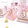 Geschenkwikkeling PCS Creative Marble Box For Party Baby Shower Paper Pyramid Chocolate Boxes Dubbele zijde bruiloft Gunsten Candy Boxesgift