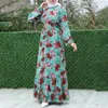 Vêtements ethniques Abaya Dubai robes pour femmes 2022 O-col Bundle manches élégante robe Maxi musulman imprimé fleuri Swing Pakistan ClothesEthni
