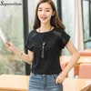 女性TシャツコットンショートロングスリーブレディTシャツストライプ夏春秋女性ブルサホワイトトレンディファッショントップTee T0 220411