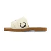 designer chloee sandales pour femmes woody mules diapositives plates beige clair beige blanc noir rose dentelle lettrage tissu toile curseurs pantoufles femmes chaussures de plein air