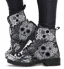 Digital Print Autumn Lady High Top Skull Pattern Boot British Pu Womens Fashion Work Boots 220720