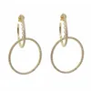 Hoop & Huggie Gold Color Geometric Round Circle Earring Hollow Cz Paved Dangle Dangling Women Girl Gorgeous Bohemi EarringsHoop