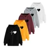 Fashionn tendance unisexe femmes hiver coton sweat à capuche pull chaud coeur motif Couple vêtements hauts à capuche pull 220812