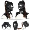 Masques de fête Latex Unisexe Capuche Masque Sexy PU Masques En Cuir Hommes Femmes Cosplay Flirt 220823