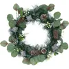 Decorative Flowers & Wreaths Artificial Christmas Pine Wreath With Gift Box Pinecone Berries For Front Door Wall Window Home DecorationDecor